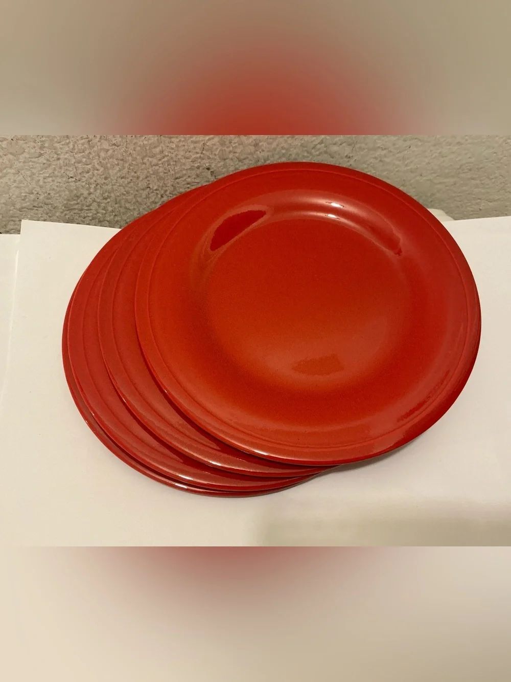 New Crate&Barrel Red Ceramic Dinner Plates - Set of 4 made in Italy